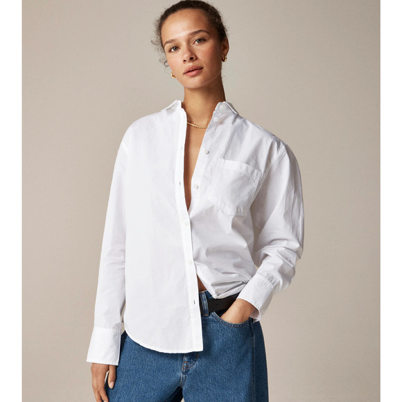 J. Crew Tops - J.Crew Garcon Classic Shirt Button Up Cotton Poplin White Minimalist US 2 NWT